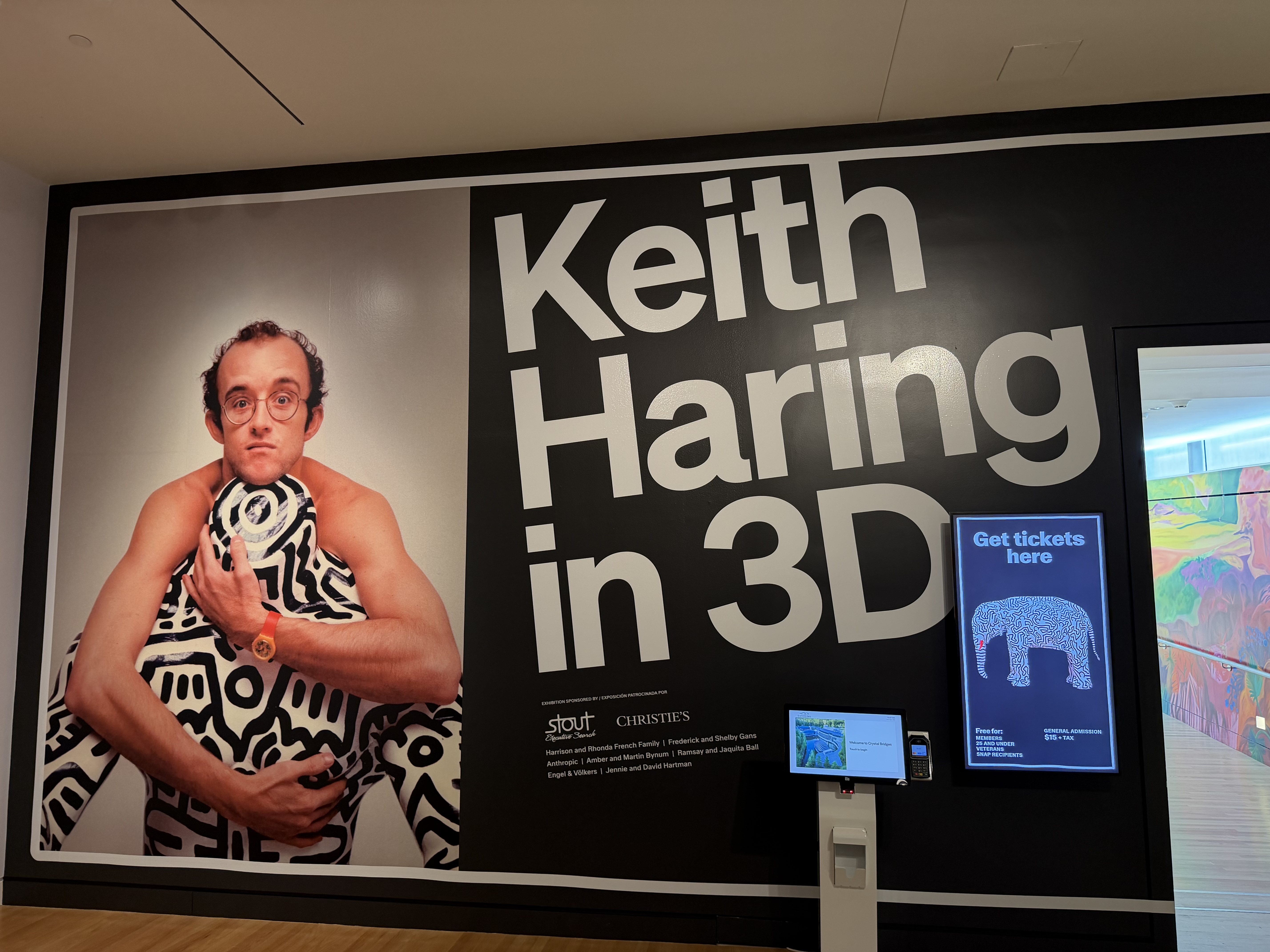 The intro graphic for the Keith Haring exhibit at Crystal Bridges museum
